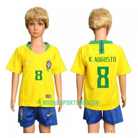 Koszulka Brazylia R.Augusto 8 Dziecięcy Mistrzostwa Świata 2018 Domowe Stroje Piłkarskie